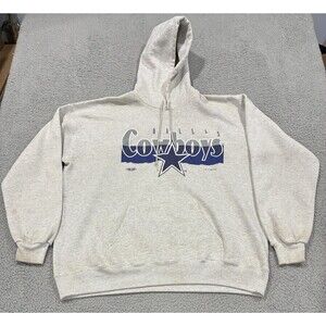 Vintage Dallas Cowboys Hoodie Sweatshirt Mens XL Gray NFL Football Home Team 90s
